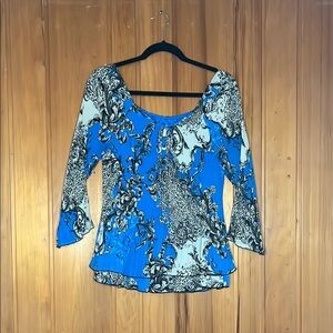 Blue and Black Women's Top